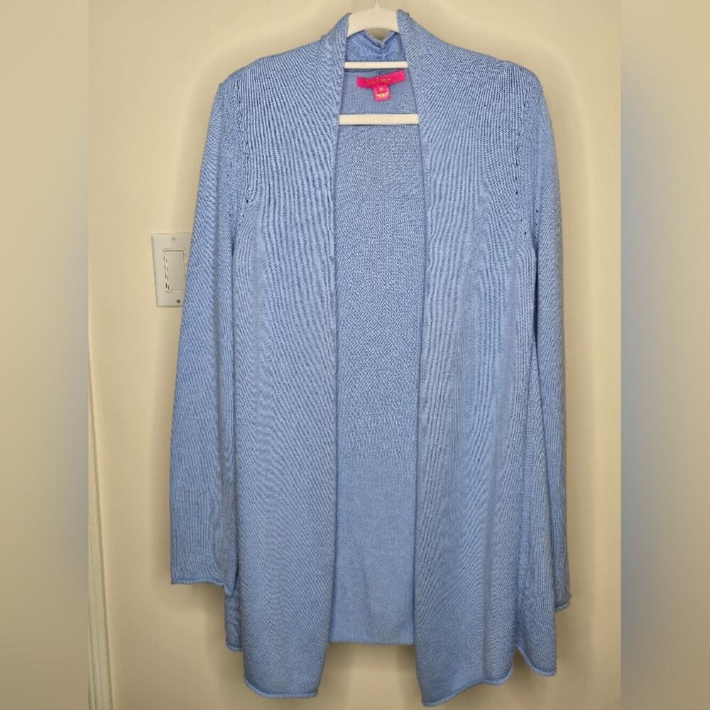 LILLY PULITZER Women's Light Blue Open Front Cardigan Size M